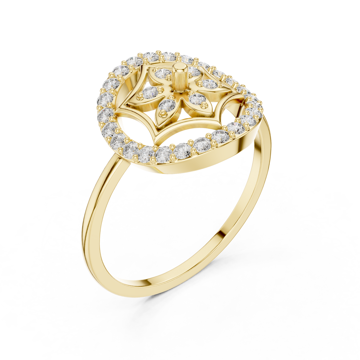Rose Gold Lab Grown Diamond Flower Halo Ring