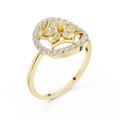 Rose Gold Lab Grown Diamond Flower Halo Ring