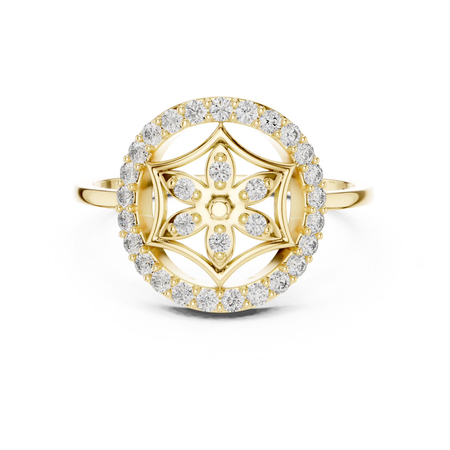 Rose Gold Lab Grown Diamond Flower Halo Ring