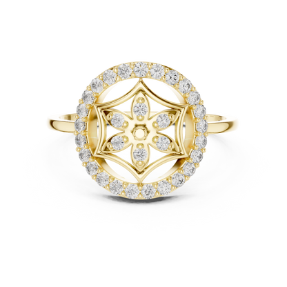 Rose Gold Lab Grown Diamond Flower Halo Ring