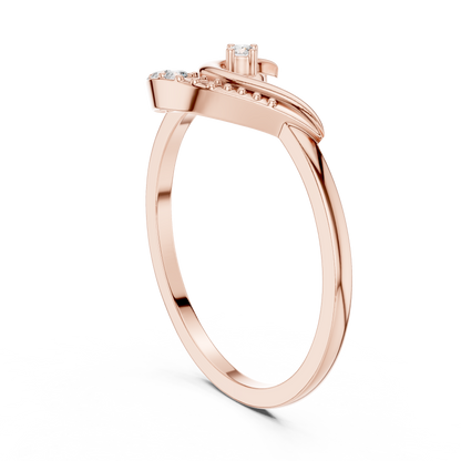 Round Cut Lab Grown Diamond Crescent Moon Ring