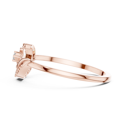 Round Cut Lab Grown Diamond Crescent Moon Ring