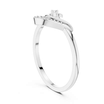 Round Cut Lab Grown Diamond Crescent Moon Ring
