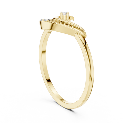 Round Cut Lab Grown Diamond Crescent Moon Ring