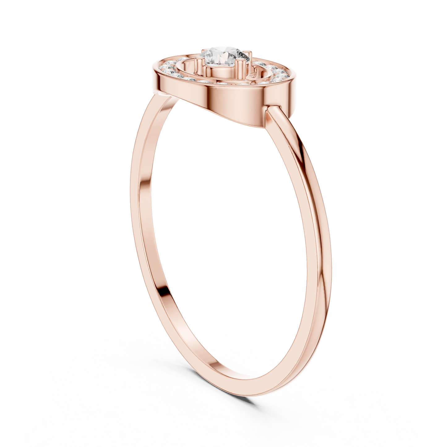 Round Cut Lab Grown Diamond Oval Halo Floating Ring