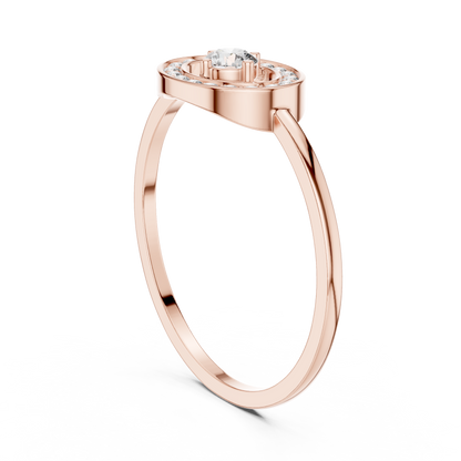 Round Cut Lab Grown Diamond Oval Halo Floating Ring