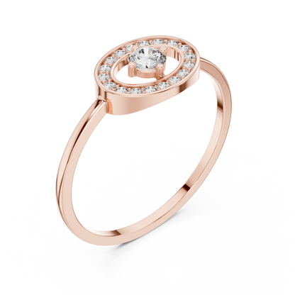 Round Cut Lab Grown Diamond Oval Halo Floating Ring