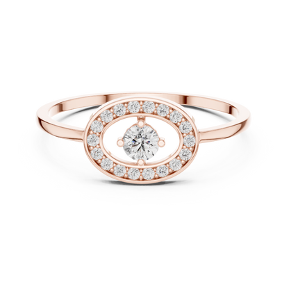 Round Cut Lab Grown Diamond Oval Halo Floating Ring
