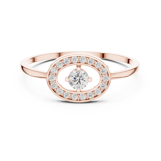 Round Cut Lab Grown Diamond Oval Halo Floating Ring
