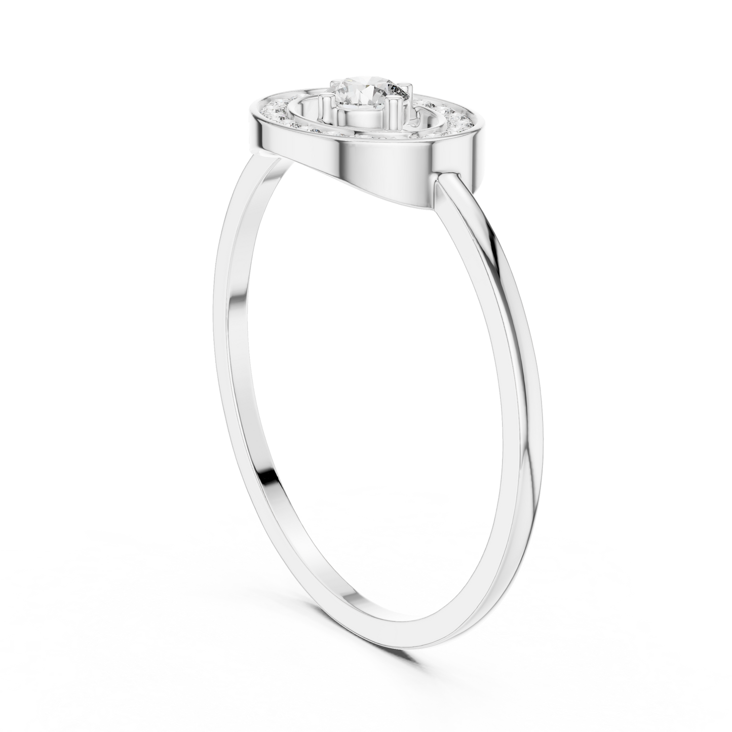 Round Cut Lab Grown Diamond Oval Halo Floating Ring