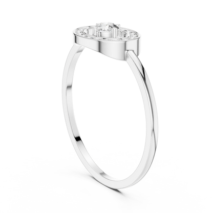 Round Cut Lab Grown Diamond Oval Halo Floating Ring