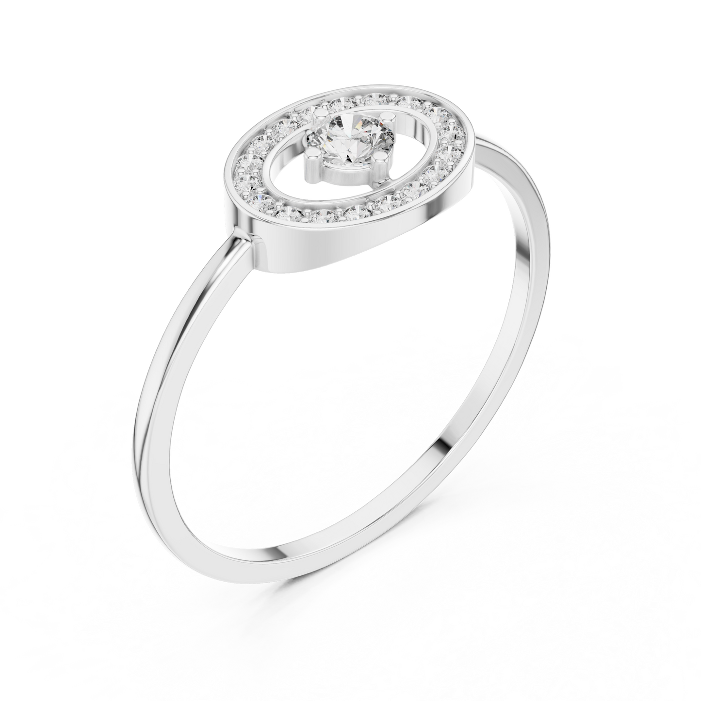 Round Cut Lab Grown Diamond Oval Halo Floating Ring