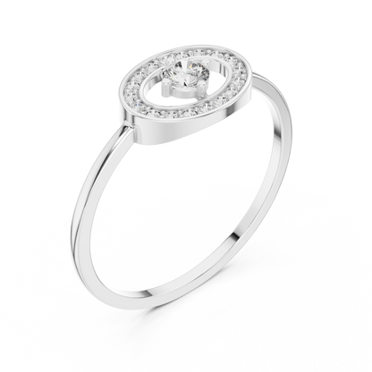 Round Cut Lab Grown Diamond Oval Halo Floating Ring