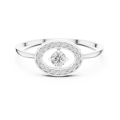 Round Cut Lab Grown Diamond Oval Halo Floating Ring