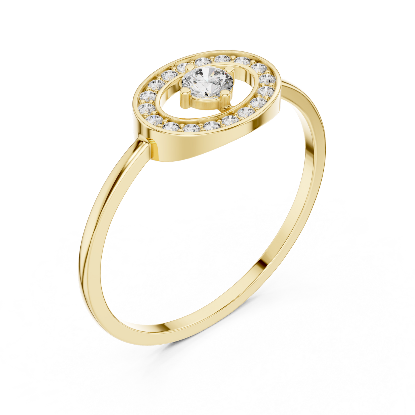 Round Cut Lab Grown Diamond Oval Halo Floating Ring