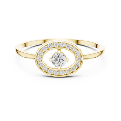 Round Cut Lab Grown Diamond Oval Halo Floating Ring