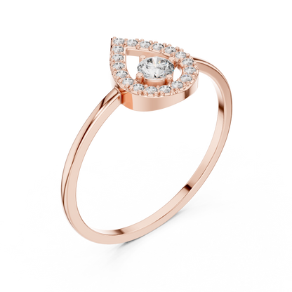 Round Lab Grown Diamond Teardrop Halo Floating Ring