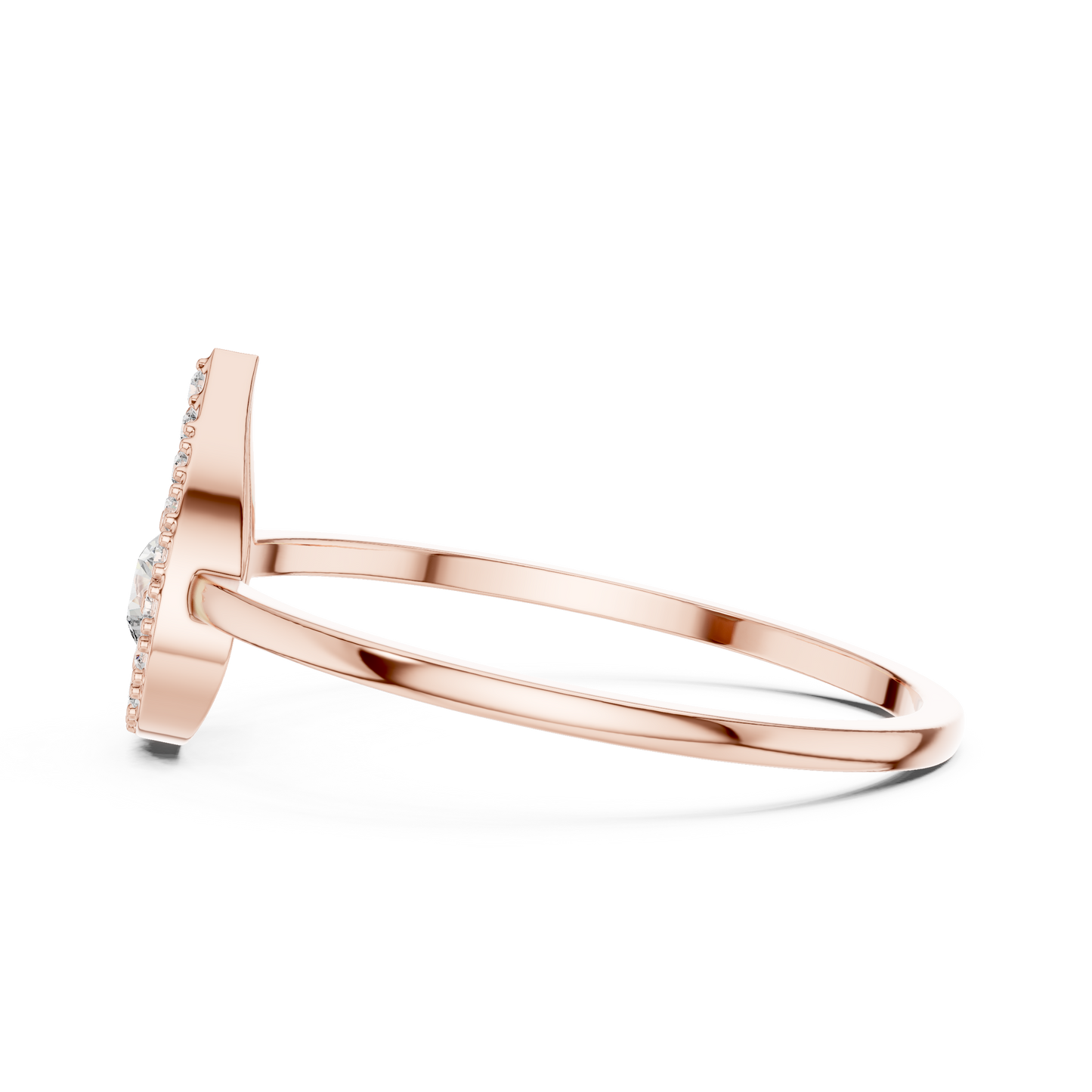 Round Lab Grown Diamond Teardrop Halo Floating Ring