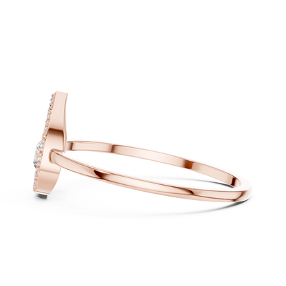 Round Lab Grown Diamond Teardrop Halo Floating Ring