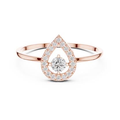 Round Lab Grown Diamond Teardrop Halo Floating Ring