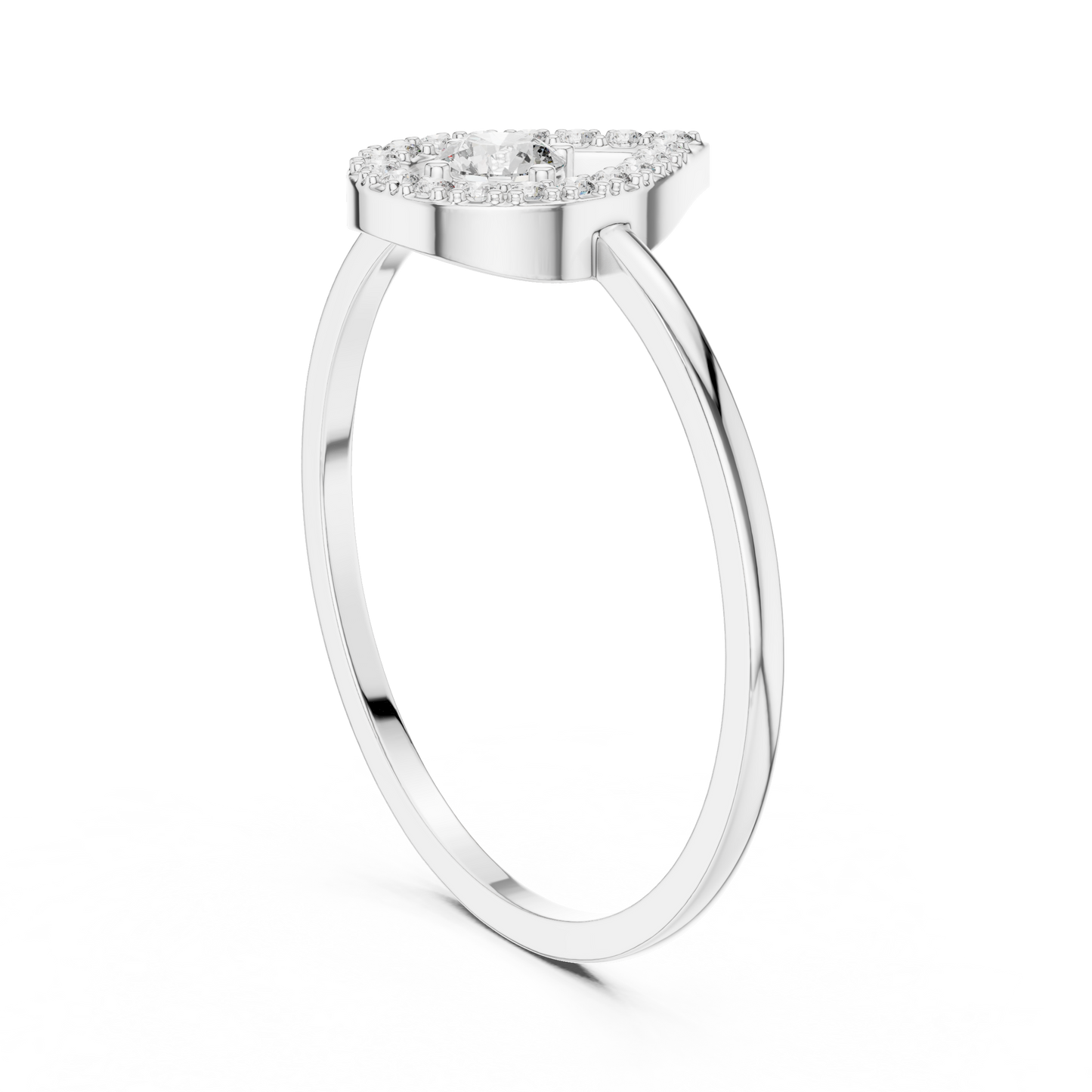 Round Lab Grown Diamond Teardrop Halo Floating Ring