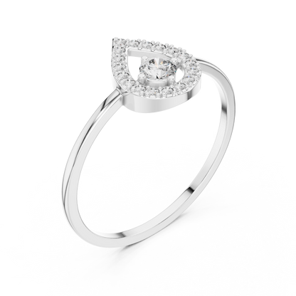 Round Lab Grown Diamond Teardrop Halo Floating Ring