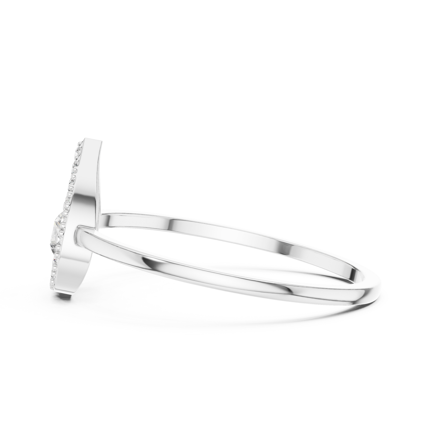 Round Lab Grown Diamond Teardrop Halo Floating Ring