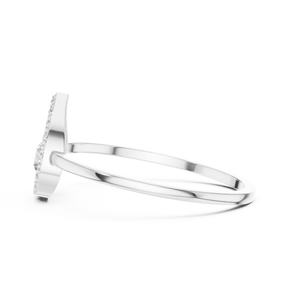 Round Lab Grown Diamond Teardrop Halo Floating Ring