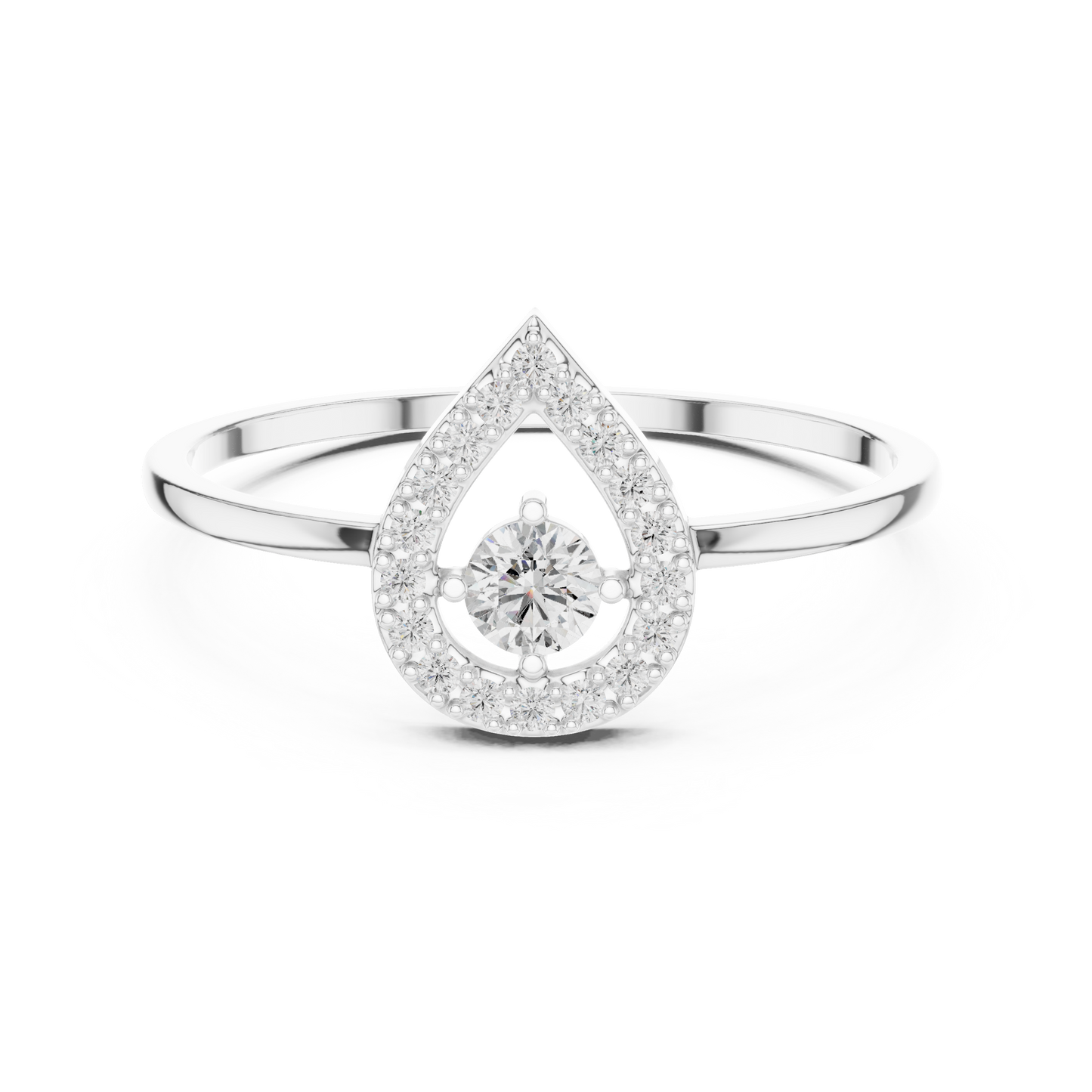 Round Lab Grown Diamond Teardrop Halo Floating Ring