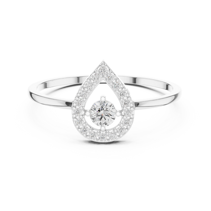 Round Lab Grown Diamond Teardrop Halo Floating Ring