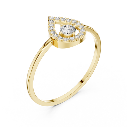 Round Lab Grown Diamond Teardrop Halo Floating Ring