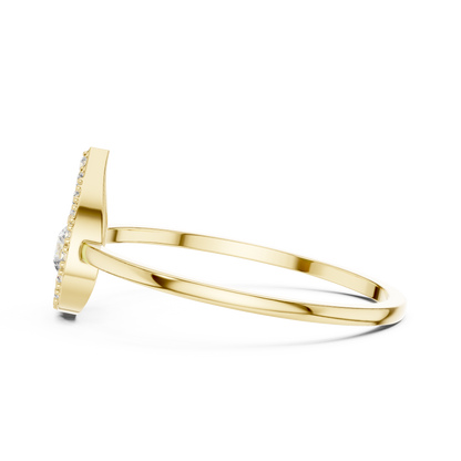 Round Lab Grown Diamond Teardrop Halo Floating Ring