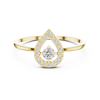 Round Lab Grown Diamond Teardrop Halo Floating Ring