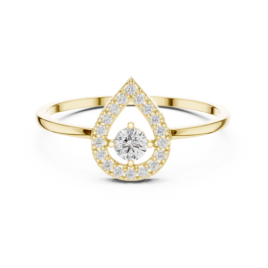 Round Lab Grown Diamond Teardrop Halo Floating Ring