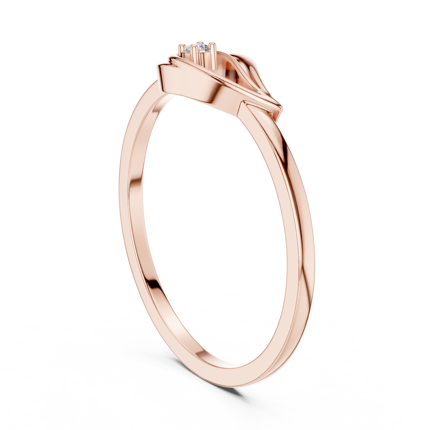 Unique Leaf Inspired Round Lab Grown Diamond Ring