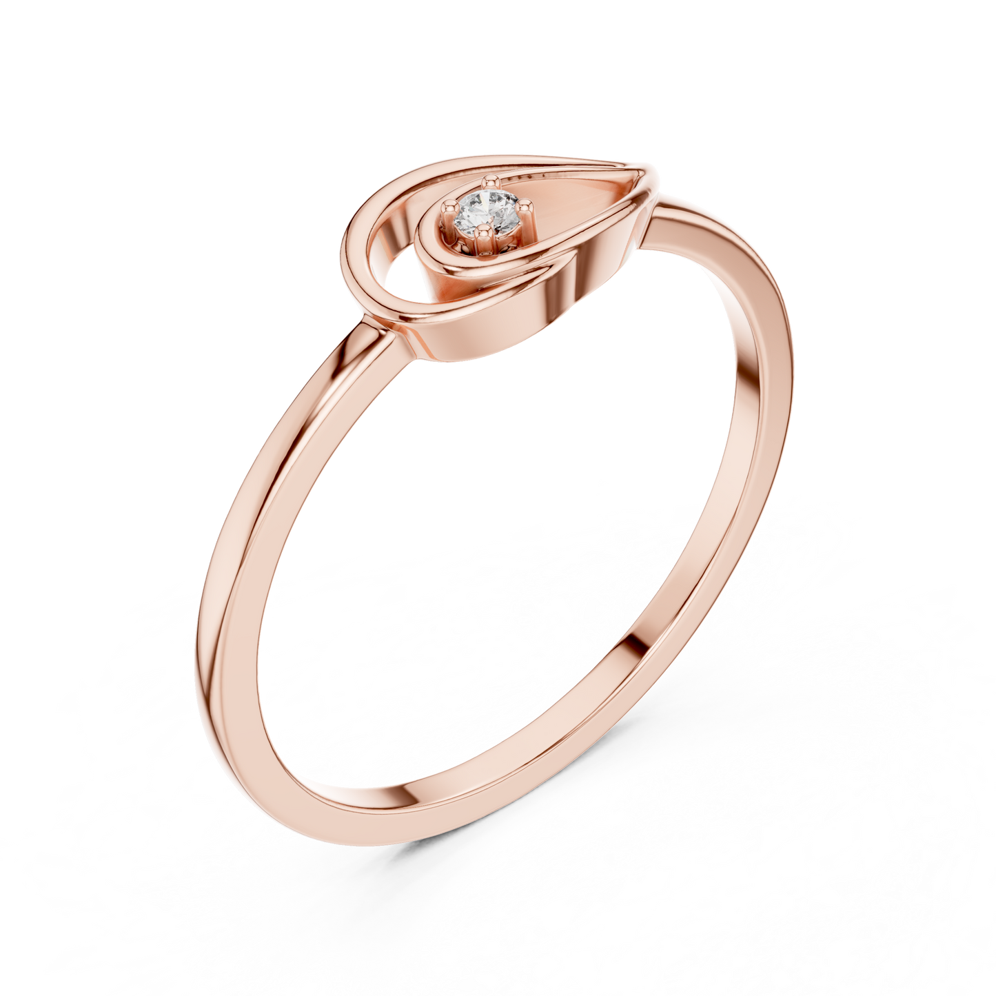 Unique Leaf Inspired Round Lab Grown Diamond Ring