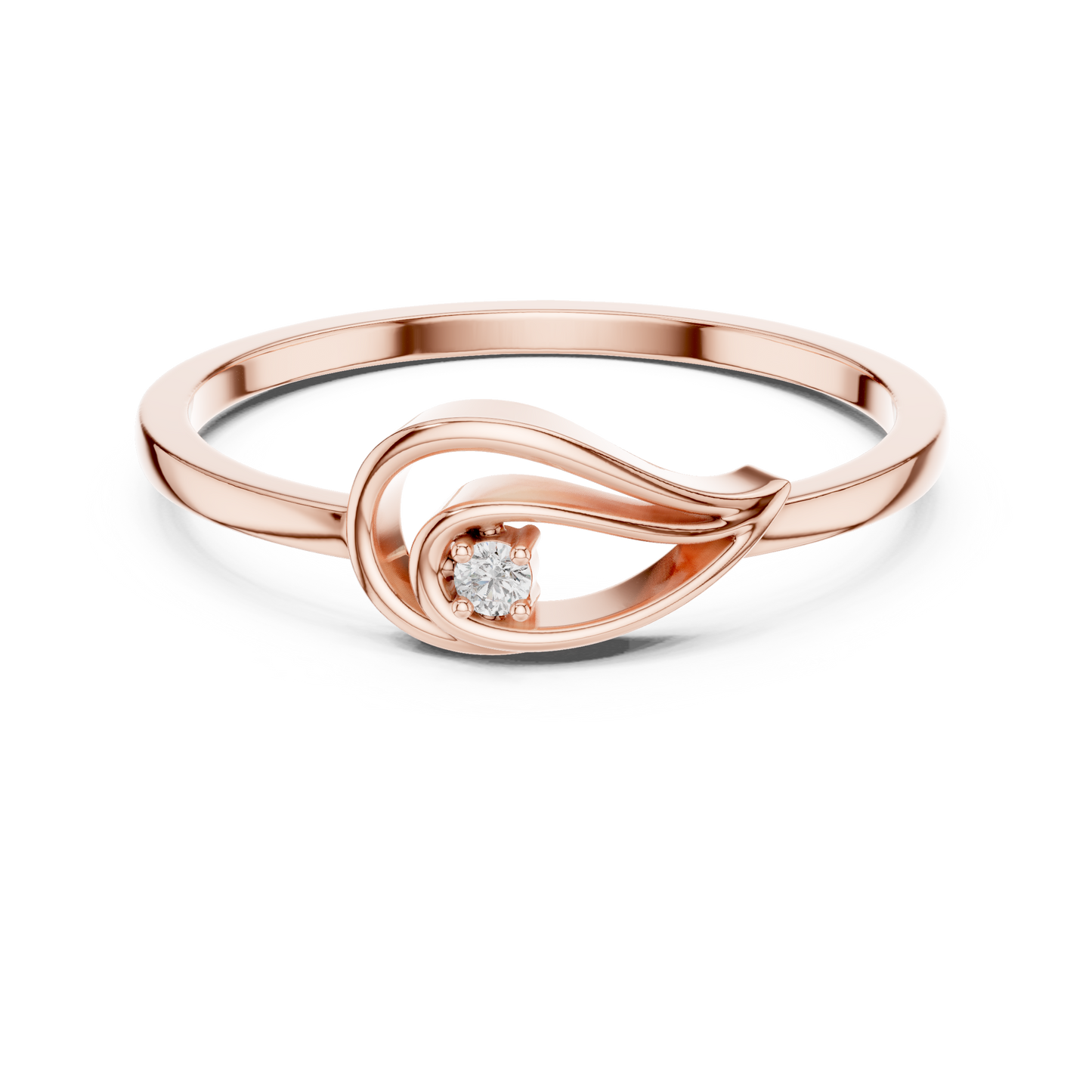 Unique Leaf Inspired Round Lab Grown Diamond Ring