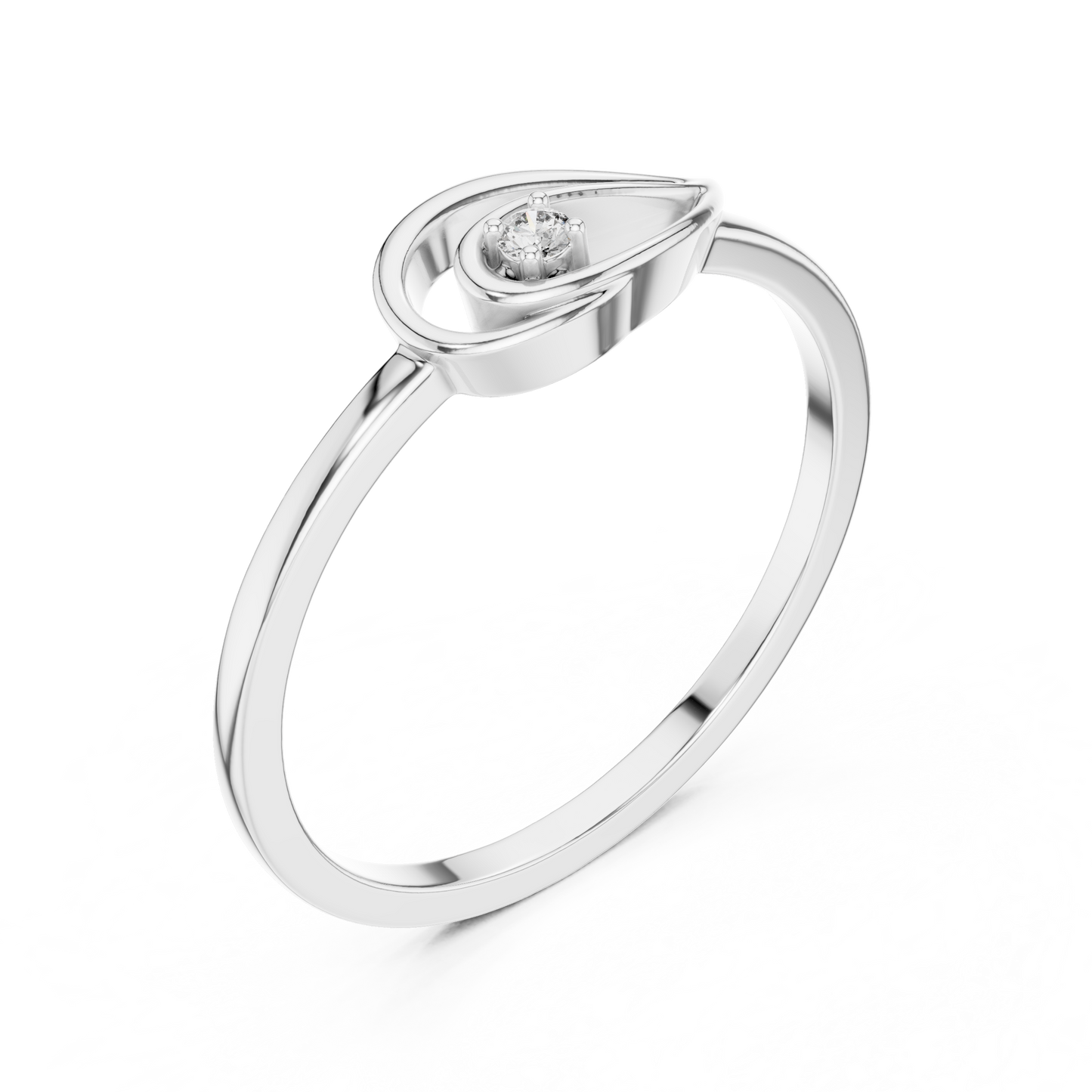 Unique Leaf Inspired Round Lab Grown Diamond Ring
