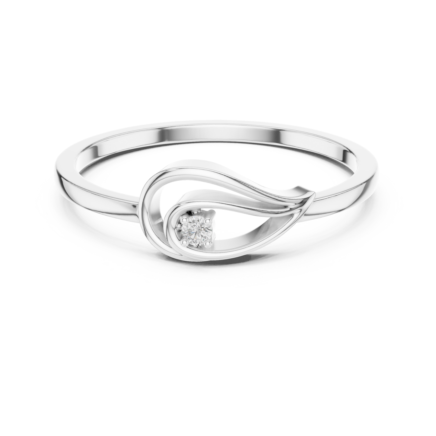 Unique Leaf Inspired Round Lab Grown Diamond Ring