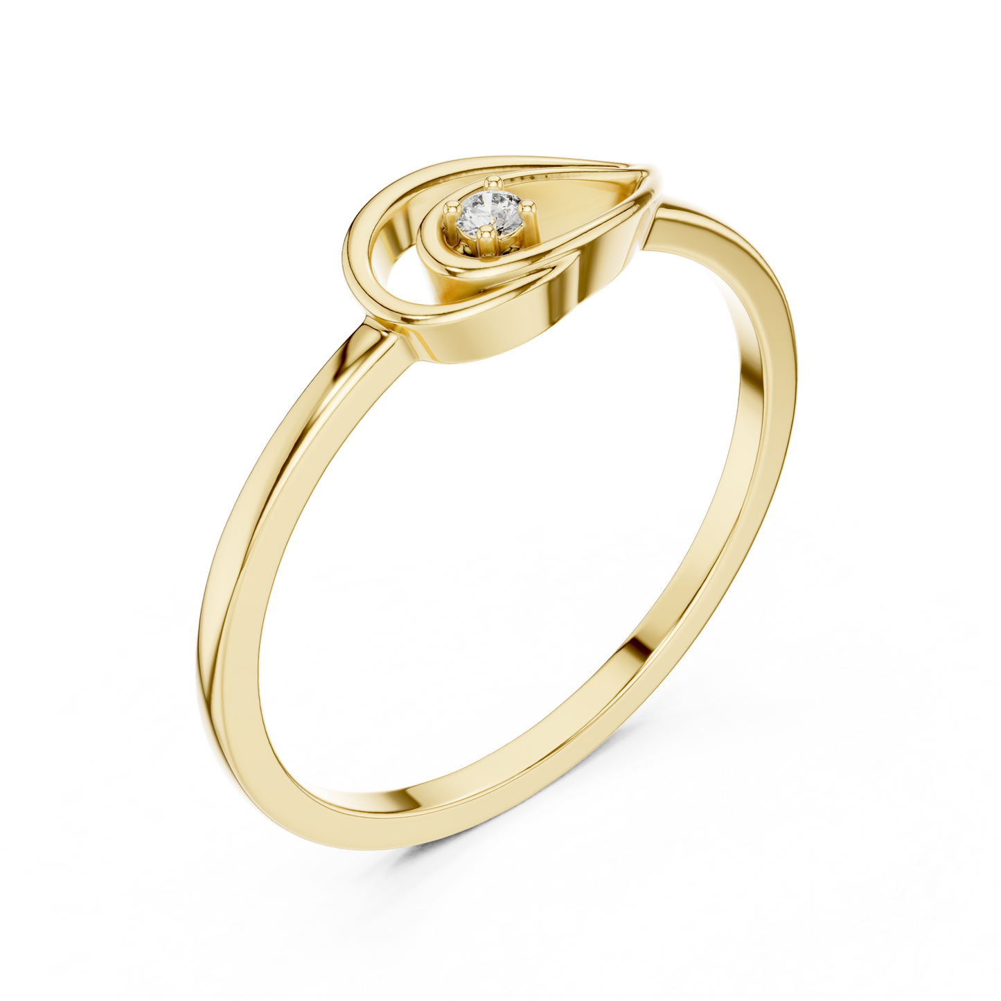 Unique Leaf Inspired Round Lab Grown Diamond Ring