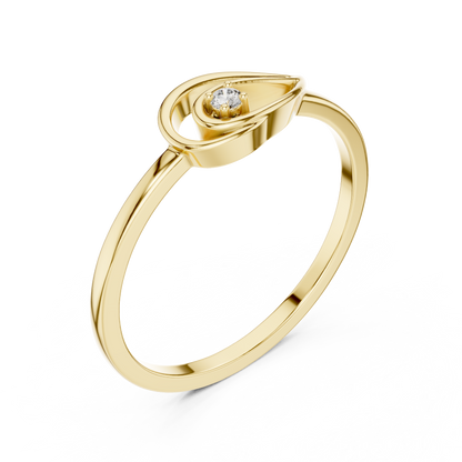 Unique Leaf Inspired Round Lab Grown Diamond Ring