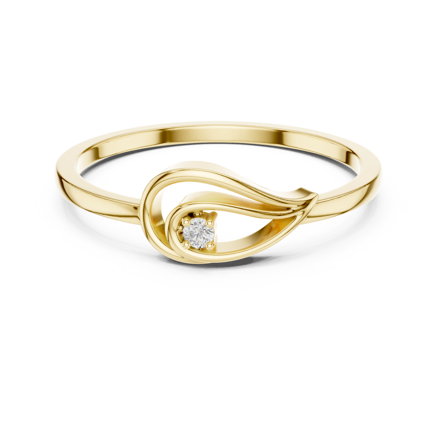 Unique Leaf Inspired Round Lab Grown Diamond Ring