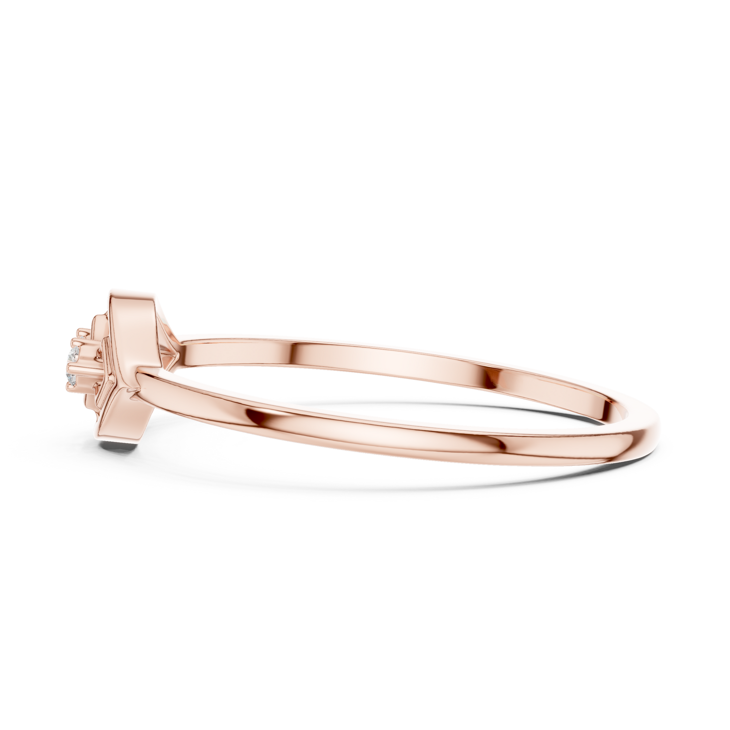 Dainty Yellow Gold Lab Grown Diamond Lattice Ring