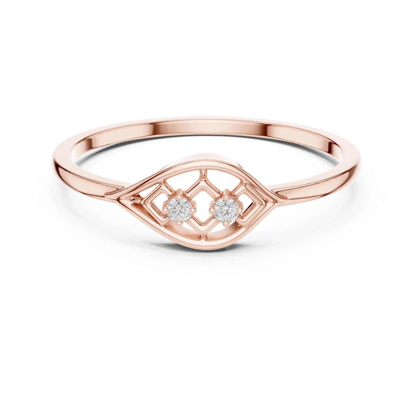 Dainty Yellow Gold Lab Grown Diamond Lattice Ring