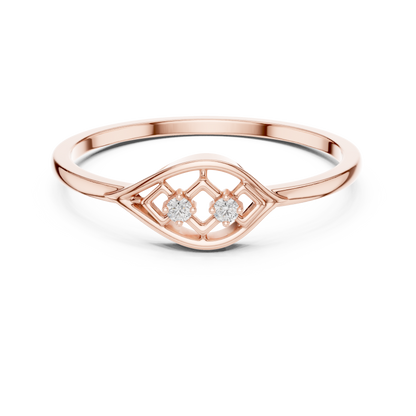 Dainty Yellow Gold Lab Grown Diamond Lattice Ring