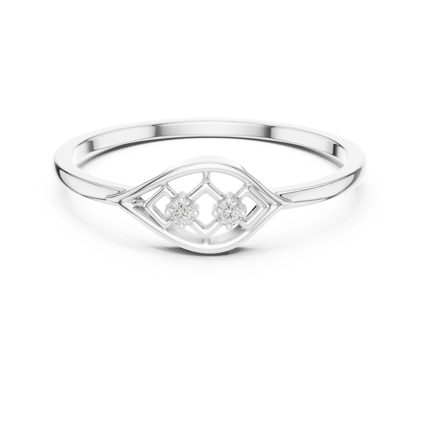 Dainty Yellow Gold Lab Grown Diamond Lattice Ring