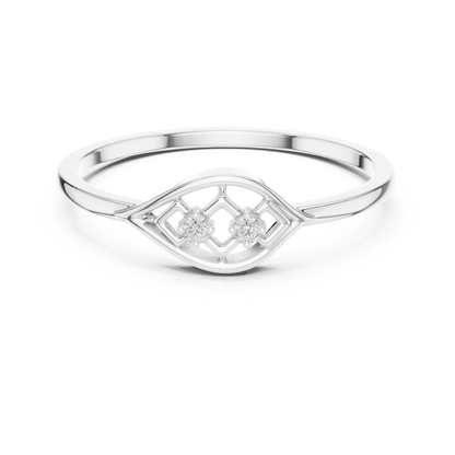 Dainty Yellow Gold Lab Grown Diamond Lattice Ring