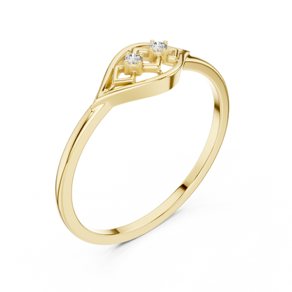 Dainty Yellow Gold Lab Grown Diamond Lattice Ring