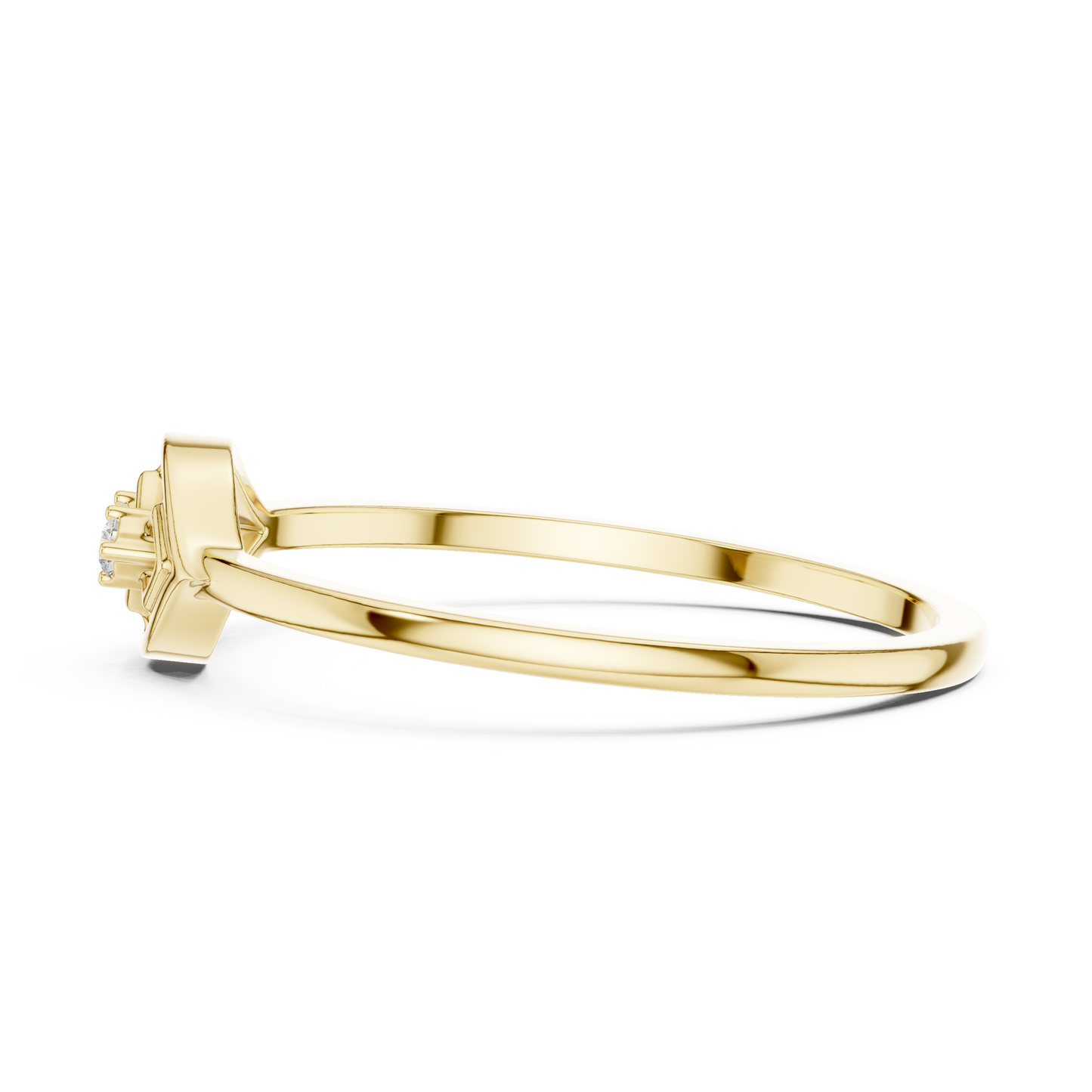 Dainty Yellow Gold Lab Grown Diamond Lattice Ring
