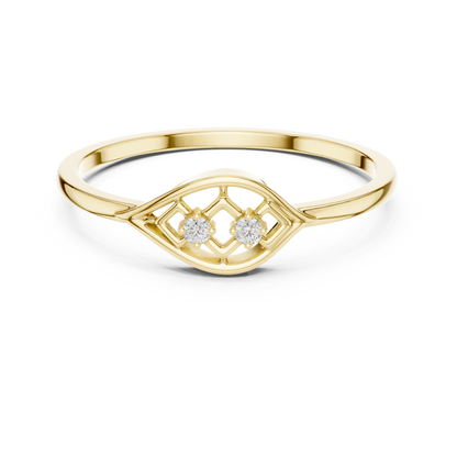 Dainty Yellow Gold Lab Grown Diamond Lattice Ring